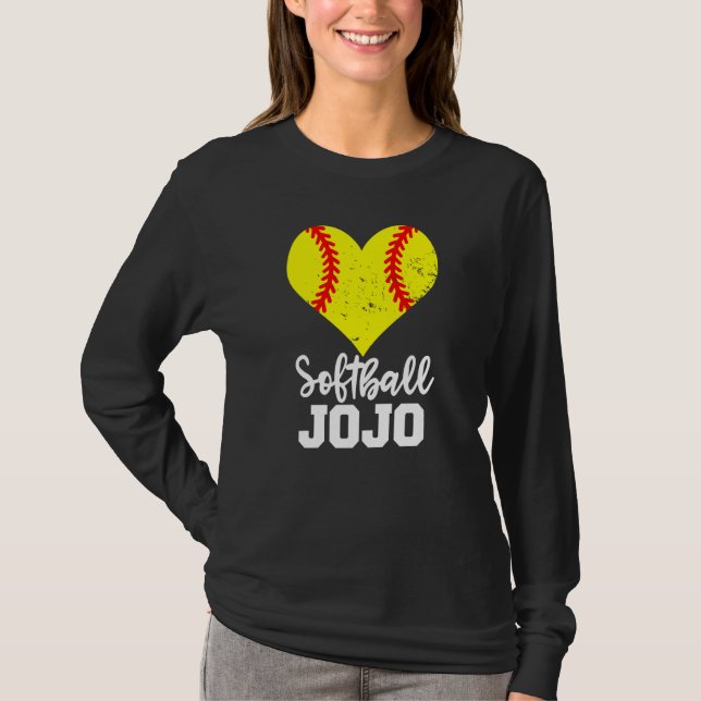 Softball Jojo Softball Heart Grandma JoJo T-Shirt (Front)