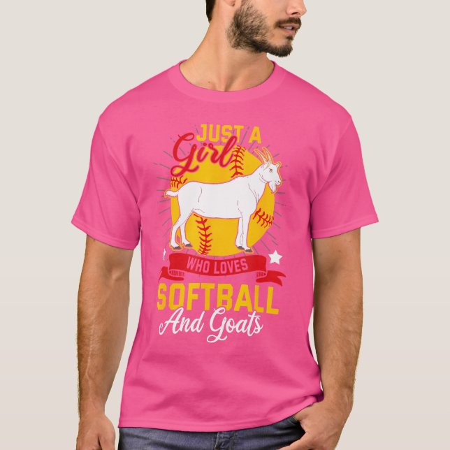 Softball Just A Girl Who Loves Softball And Goat T-Shirt (Front)