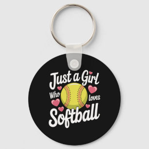 Softball Just A Girl Who Loves Softball Keychain