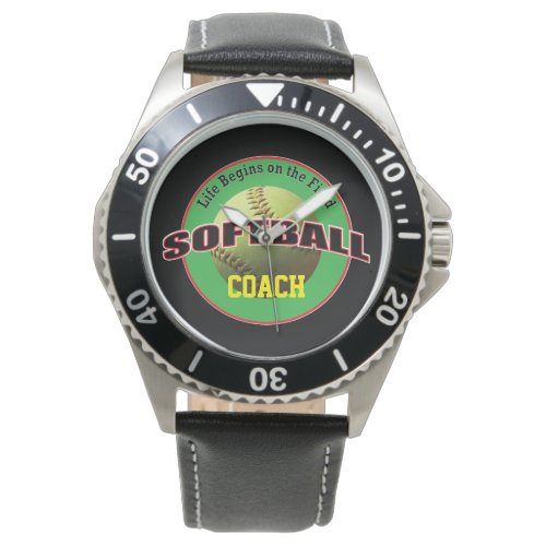 Softball Life on the Field with Name Text Watch