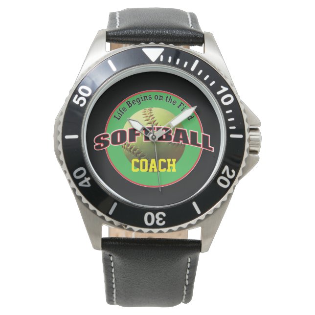 Softball Life on the Field with Name Text Watch (Front)