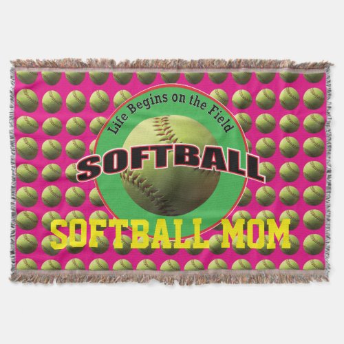 Softball Life Softball Mom Throw Blanket