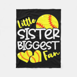 Softball Little Sister Biggest Fan Teen Girls Fleece Blanket