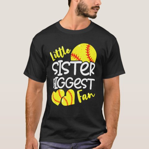 Softball Little Sister Biggest Fan Teen Girls T_Shirt