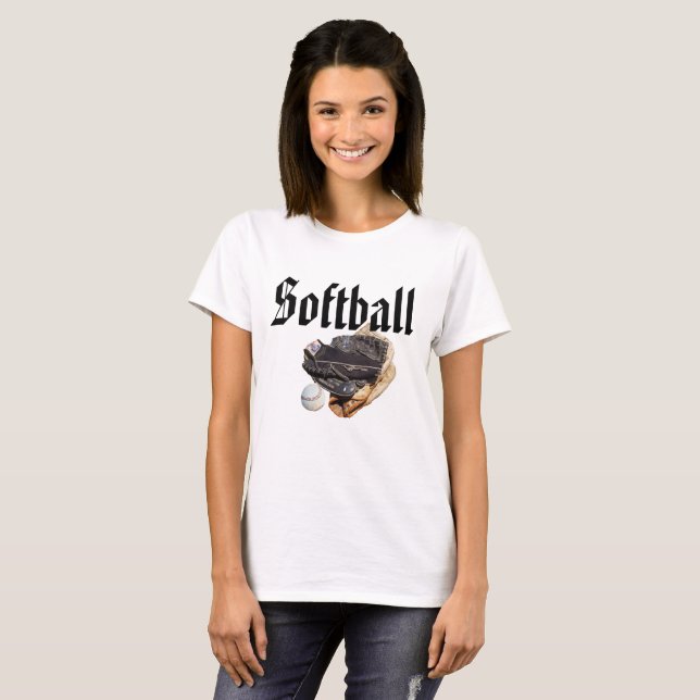 Softball Logo And Gloves, T-Shirt (Front Full)