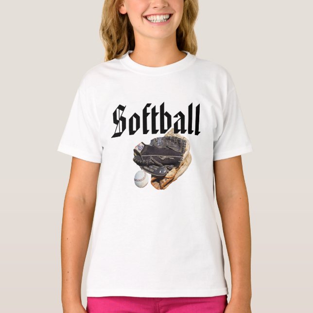 Softball Logo And Gloves, T-Shirt (Front)