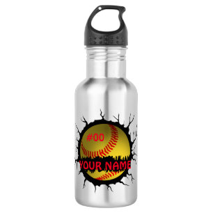 Softball Logo, Softball Custom Name, Softball Gift Stainless Steel Water Bottle