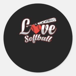 Softball Love Bat Ball Helmet Player Pitcher Gift Classic Round Sticker