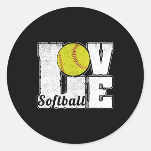 SOFTBALL LOVE CLASSIC ROUND STICKER