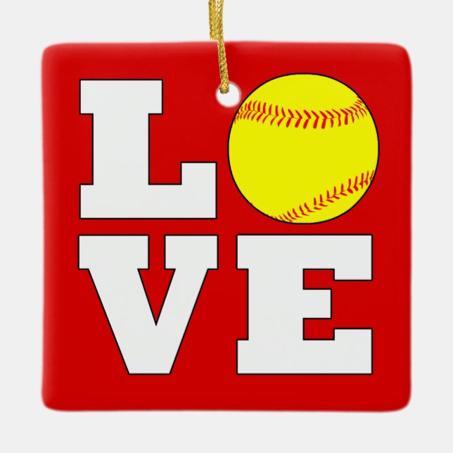 Softball LOVE Custom Color Christmas Ornament (Front)