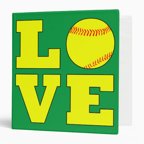 Softball Love Customizable Three Ring Binder