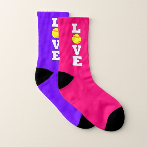 Softball LOVE Fastpitch Player Custom Color Sports Socks