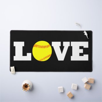 Softball Love Fastpitch Softball Player Or Coach Desk Mat by SoccerMomsDepot at Zazzle
