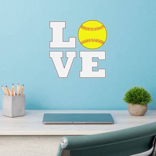 Softball LOVE Fastpitch Softball Player or Coach Wall Decal