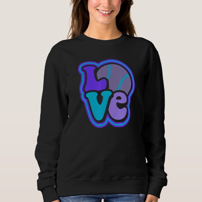 Softball Love for Teen Girls & Women Blue & Purple Sweatshirt (Front)