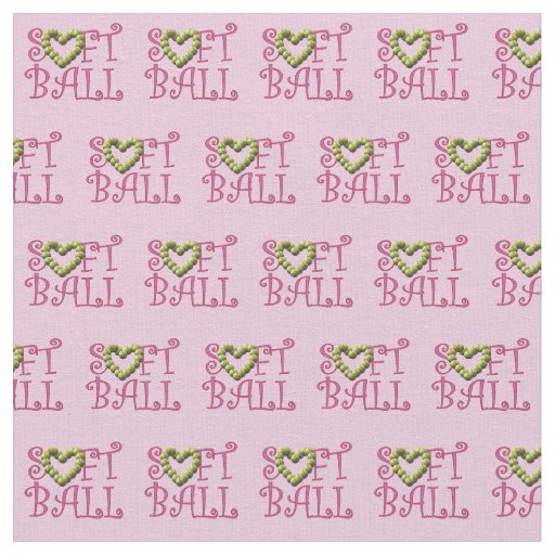 Softball Love Girly Pink with Heart Fabric