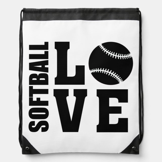 Softball Love, Softball Drawstring Bag (Front)