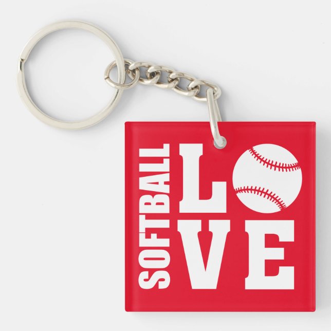 Softball Love, Softball Keychain (Front)