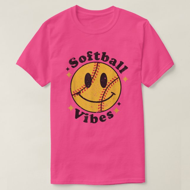 Softball Lover Fan Smiling Face Costume Happy Cute T-Shirt (Design Front)