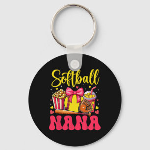 Softball Lover Nana Mother's Day Bow Tie Cute Fan Keychain