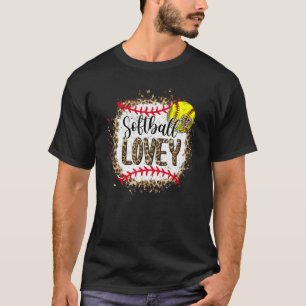 Softball Lovey Leopard Bleached Mother's Day Game T-Shirt