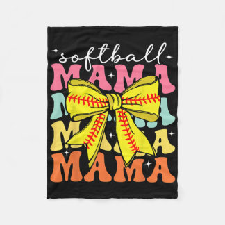 Softball Mama Coquette Bow Softball Mom Mothers Da Fleece Blanket