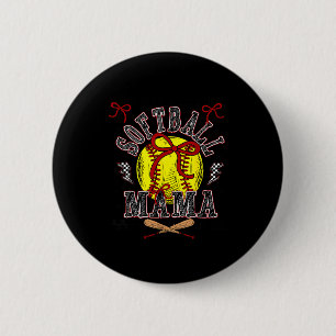 Softball Mama Coquette Softball Game Day Softball Button