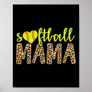 Softball Mama Cute Cheetah Mother's Day Sports  Poster