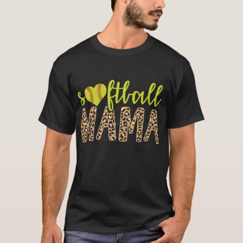 Softball Mama Cute Cheetah Mothers Day Sports T_Shirt