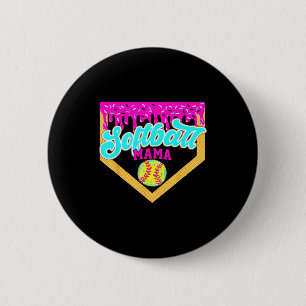 Softball Mama Drip Ice Cream Dripping Game Day Sof Button