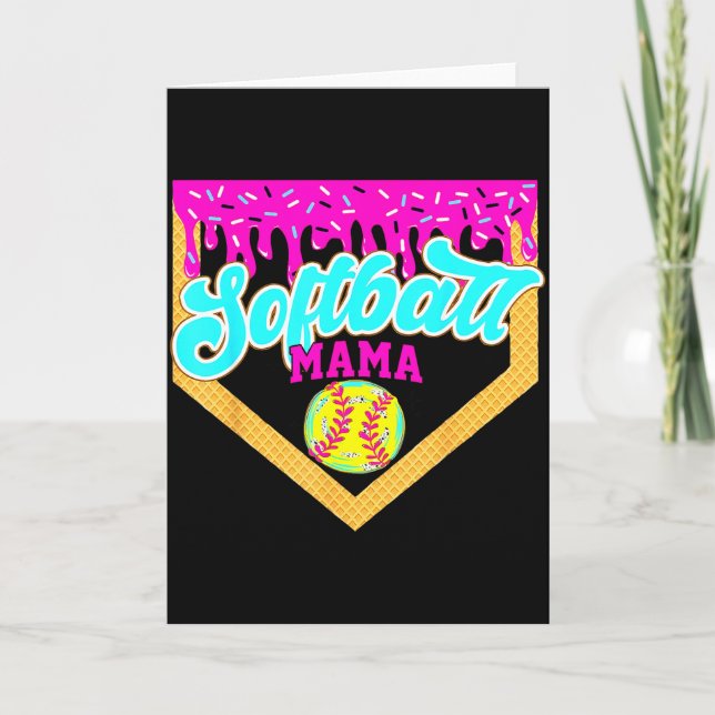 Softball Mama Drip Ice Cream Dripping Game Day Sof Card (Front)