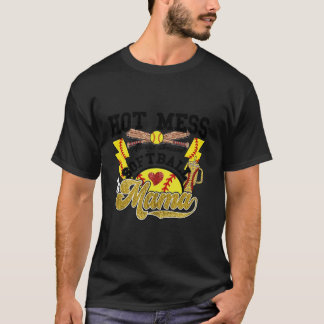 Softball Mama Hot Mess Always Stressed Coquette Bo T-Shirt