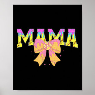 Softball Mama Ice Cream Drip Game Day Family Match Poster