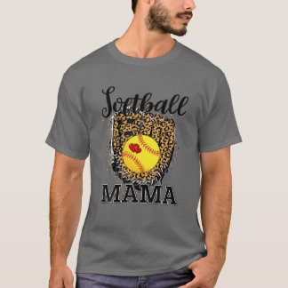 Softball Mama Leopard Game Day Gift For Mother Spo T-Shirt