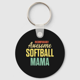Softball Mama Proud Mom Team Player Keychain