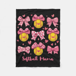 Softball Mama Softball Coquette Bow Softball Mom M Fleece Blanket