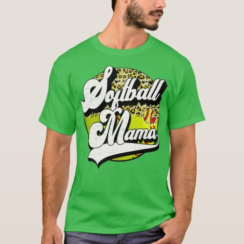 Softball Mama Vintage Leopard Softball Family Matc T_Shirt