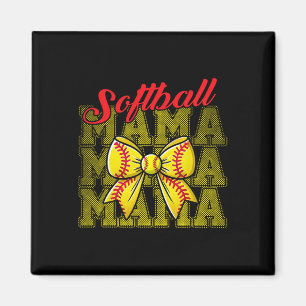 Softball Mama With Giant Bow For Mother Of Player Magnet