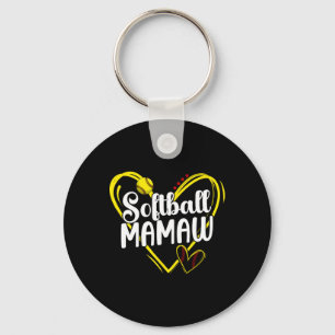 Softball Mamaw Heart Mamaw Of A Softball Player Ma Keychain