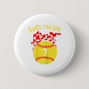 Softball Messy Bun That's My Girl #7 Mom Or Dad Xm Button