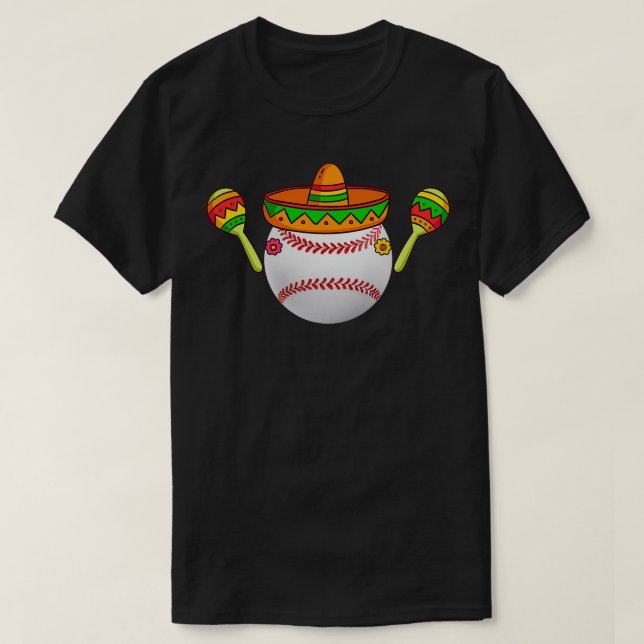 Softball Mexican Hat Cinco De Mayo 4 T-Shirt (Design Front)