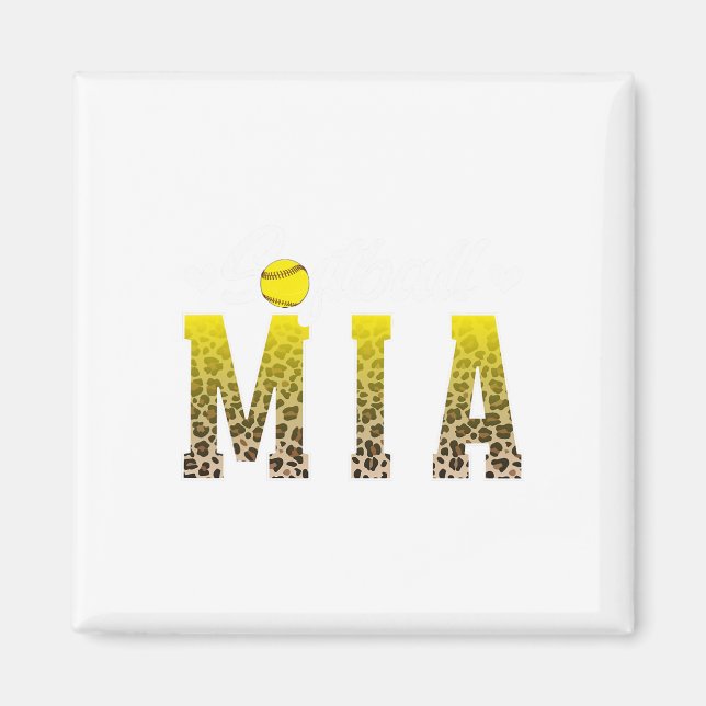 Softball Mia Leopard Grandma Mia Of A Softball Pla Magnet (Front)