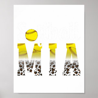 Softball Mia Leopard Grandma Mia Of A Softball Pla Poster