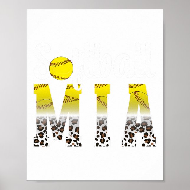 Softball Mia Leopard Grandma Mia Of A Softball Pla Poster (Front)