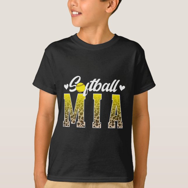 Softball Mia Leopard Grandma Mia Of A Softball Pla T-Shirt (Front)