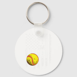 Softball Mimi America Flag Men Women Vintage Chris Keychain