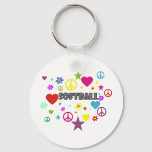 Softball Mixed Graphics Keychain