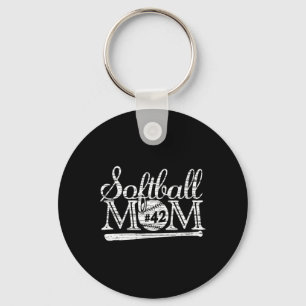 Softball Mom #42 Jersey Favorite Player Shirt Moth Keychain