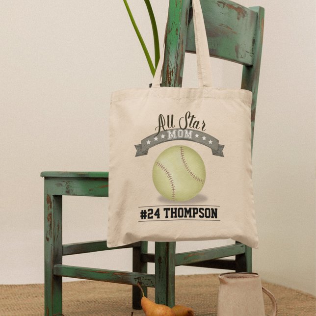 Softball Mom All-Star Personalized Tote Bag (Creator Uploaded)