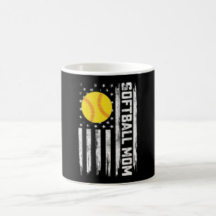 Softball Mom American Us Flag Vintage Mother's Day Coffee Mug